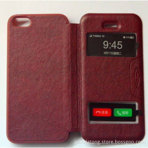PU Leather Case for iPhone 5/5S, with Window Opened
